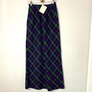 VTG Plaid Mixables Blue Green NWT Maxi Skirt 10
